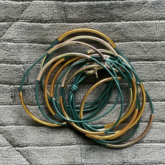 Lizzy James Metallic Teal Classic 4 Strand Gold & Silver Wrap Bracelet - Picture 7 of 8